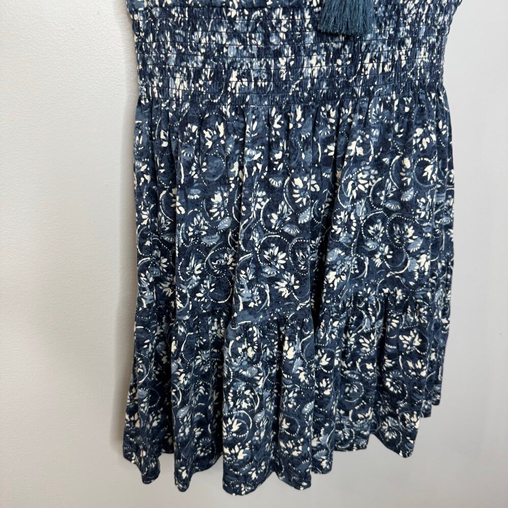 Lauren Ralph Lauren Tiered Floral Linen Blend Dress Smocked Beach Coastal Sz 12 - Picture 7 of 14